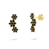 Gold Trip Women's Gold / Black Black Crystal Flower Ear Climbers In Gold