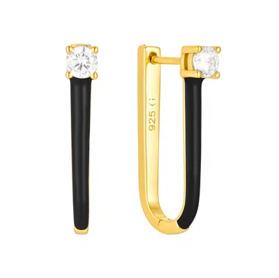 Gold Trip Women's Gold / Black Black Enamel U Hoop Earrings In Gold