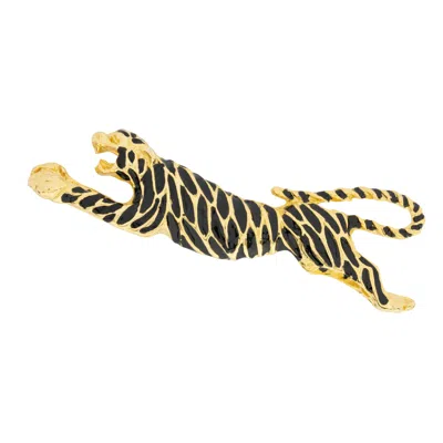 Gold Trip Women's Gold / Black Vintage Tiger Brooch In Multi