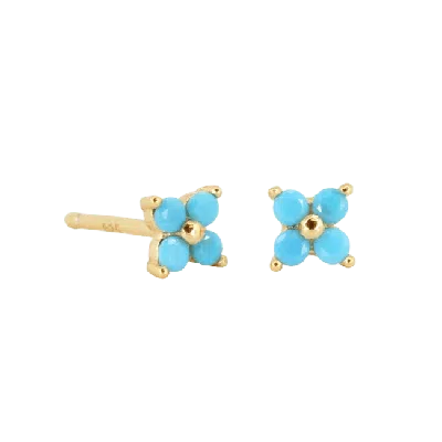 Gold Trip Women's Gold / Blue Blue Crystal Flower Studs In Gold