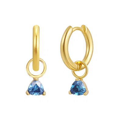 Gold Trip Women's Gold / Blue December Huggie Hoop Birthstone Charm Earrings In Gold