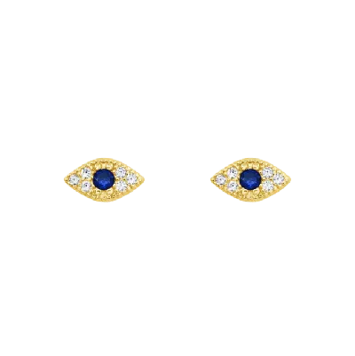 Gold Trip Women's Gold / Blue Lucky Evil Eye Stud Earrings In Gold