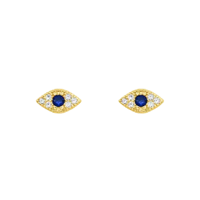 Gold Trip Women's Gold / Blue Lucky Evil Eye Stud Earrings In Gold In Brown