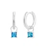 Gold Trip Women's Gold / Blue March Huggie Hoop Birthstone Charm Earrings In Silver In Blue