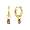 Gold Trip Women's Gold / Green August Huggie Hoop Birthstone Charm Earrings In Gold In Multi