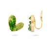Gold Trip Women's Gold / Green Green Heart Clip On Earrings