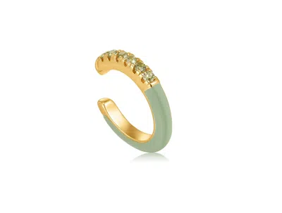 Gold Trip Women's Gold / Green Sage Green Enamel Ear Cuff In Gold