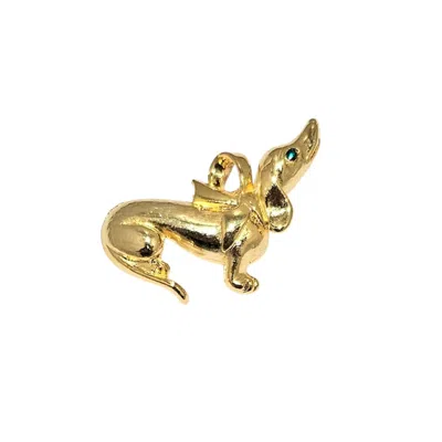 Gold Trip Women's Gold / Green Vintage Gold Sausage Dog Brooch