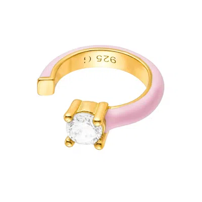 Gold Trip Women's Gold / Pink Pink Enamel Ear Cuff In Gold
