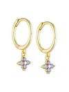 Gold Trip Women's Gold / Pink / Purple Amethyst Crystal Flower Huggie Hoops In Gold