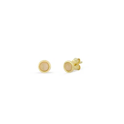 Gold Trip Women's Gold / Pink Rose Quartz Stud Earrings In Gold