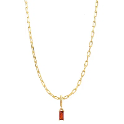 Gold Trip Women's Gold / Red January Birthstone Charm Necklace In Gold