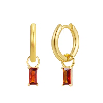 Gold Trip Women's Gold / Red January Huggie Hoop Birthstone Charm Earrings In Gold