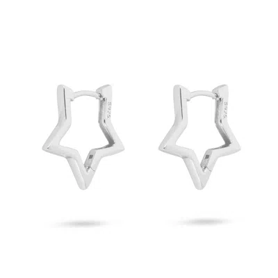 Gold Trip Women's Gold / Silver Hollow Star Hoops In Silver