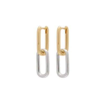 Gold Trip Women's Gold / Silver Two Tone Convertible Oval Hoop Earrings