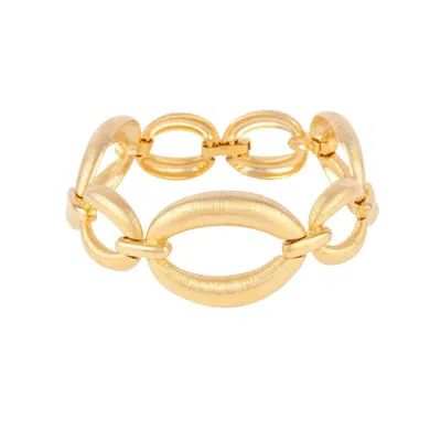 Gold Trip Women's Gold Vintage Brushed Oval Link Bracelet