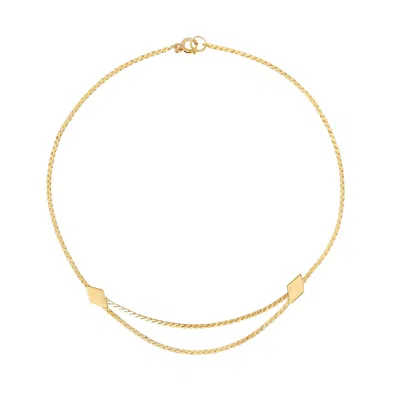 Gold Trip Women's Gold Vintage Double Diamond Collar Necklace In Brown