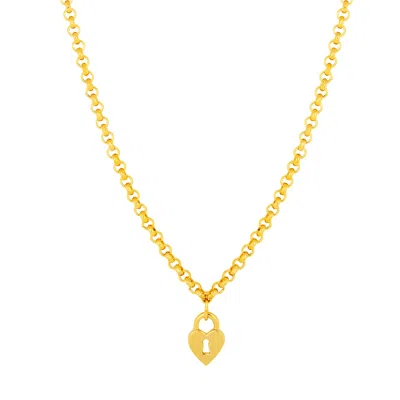 Gold Trip Women's Gold Vintage Heart Padlock Charm Necklace