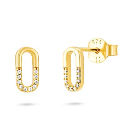 Gold Trip Women's Gold / White Crystal Oval Stud Earrings In Gold In Multi