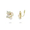 Gold Trip Women's Gold / White Crystal Pearl Clip On Earrings In Gold
