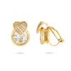Gold Trip Women's Gold / White Cushioned Heart Clip On Earrings In Gold