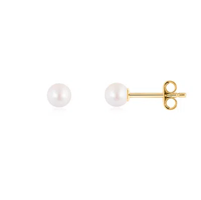 Gold Trip Women's Gold / White Freshwater Pearl Stud Earrings In Gold