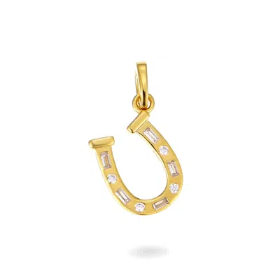 Gold Trip Women's Gold / White Horseshoe Charm Necklace In Gold