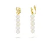 Gold Trip Women's Gold / White Long Pearl Drop Clip On Earrings In Gold In Neutral