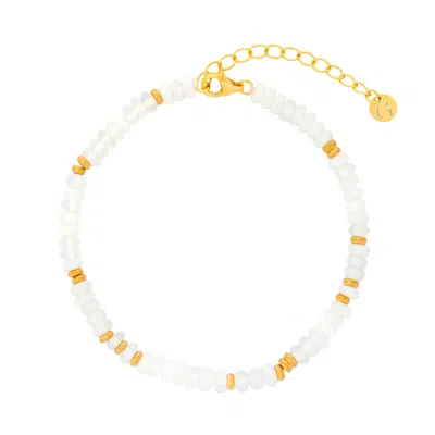 Gold Trip Women's Gold / White Moonstone Spacer Beaded Bracelet In Gold