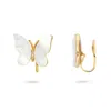 Gold Trip Women's Gold / White Mother Of Pearl Butterfly Clip On Earrings In Metallic