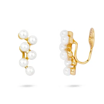 Gold Trip Women's Gold / White Multi Pearl Clip On Earrings In Gold