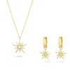 Gold Trip Women's Gold / White North Star Necklace & Earrings Set In Gold In Gold