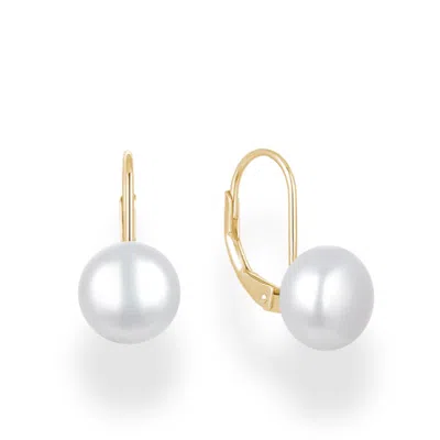 Gold Trip Women's Gold / White Pearl Drop Earrings In Gold