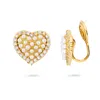 Gold Trip Women's Gold / White Pearl Heart Clip On Earrings