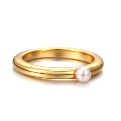 Gold Trip Women's Gold / White Pearl Stacker Ring In Gold In Multi
