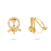 Gold Trip Women's Gold / White Round Bow Clip On Earrings In Gold