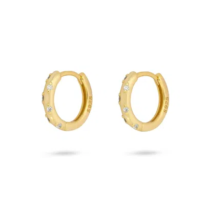 Gold Trip Women's Gold / White / Silver Mystic Huggie Hoops In Gold In Multi
