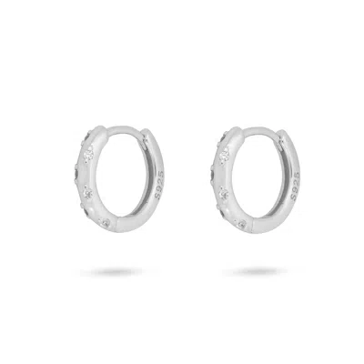Gold Trip Women's Gold / White / Silver Mystic Huggie Hoops In Silver In Metallic