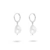 Gold Trip Women's Gold / White / Silver Pearl Drop Huggie Hoops In Silver