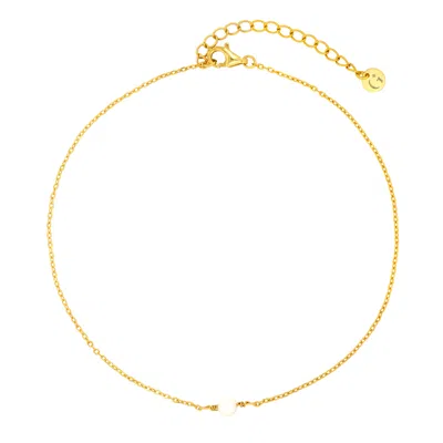 Gold Trip Women's Gold / White Single Pearl Anklet In Gold