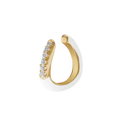 Gold Trip Women's Gold / White White Enamel Wave Ear Cuff In Gold In Multi
