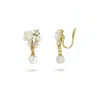 Gold Trip Women's Gold / White White Rose Pearl Drop Clip On Earrings In Gold