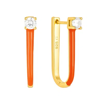 Gold Trip Women's Gold / Yellow Apricot Enamel U Hoop Earrings In Gold