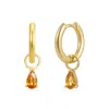 Gold Trip Women's Gold / Yellow November Huggie Hoop Birthstone Charm Earrings In Gold In Gold