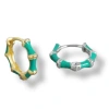 Gold Trip Women's Green / Blue / Gold Turquoise Enamel Bamboo Huggie Hoops In Gold In Metallic