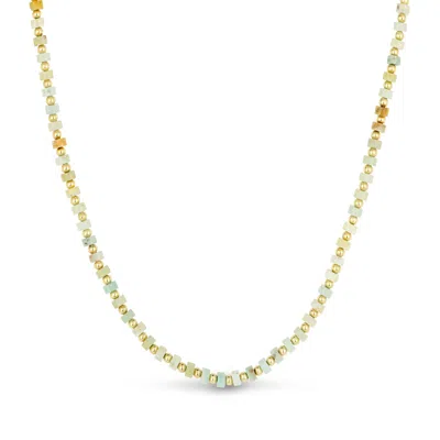 Gold Trip Women's Green / Blue Green Stone Beaded Necklace In Gold