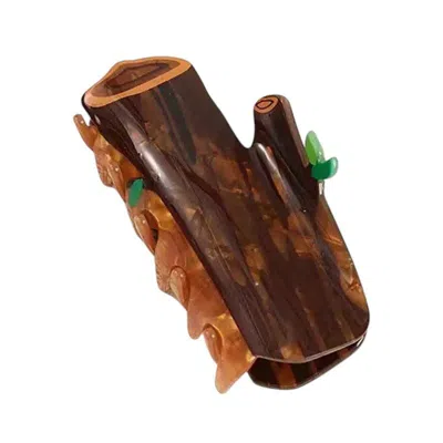 Gold Trip Women's Green / Brown Woodland Claw Clip In Multi