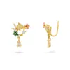 Gold Trip Women's Green / Pink / Purple Wild Flower Drop Clip On Earrings
