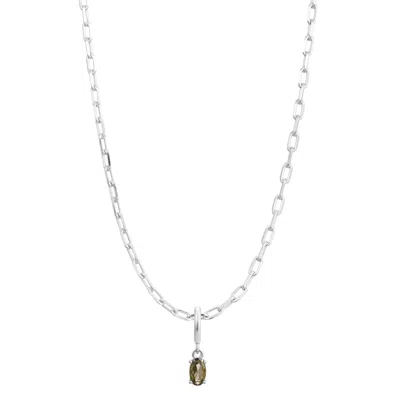 Gold Trip Women's Green / Silver August Birthstone Necklace In Silver In Metallic