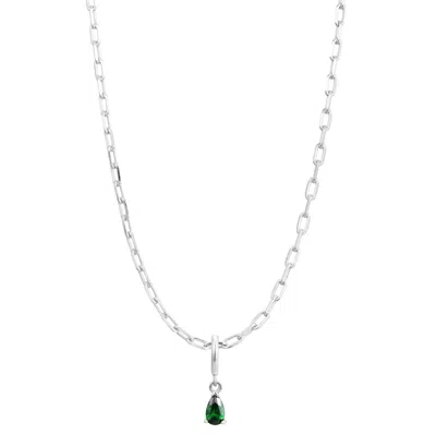 Gold Trip Women's Green / Silver May Birthstone Necklace In Silver In Metallic